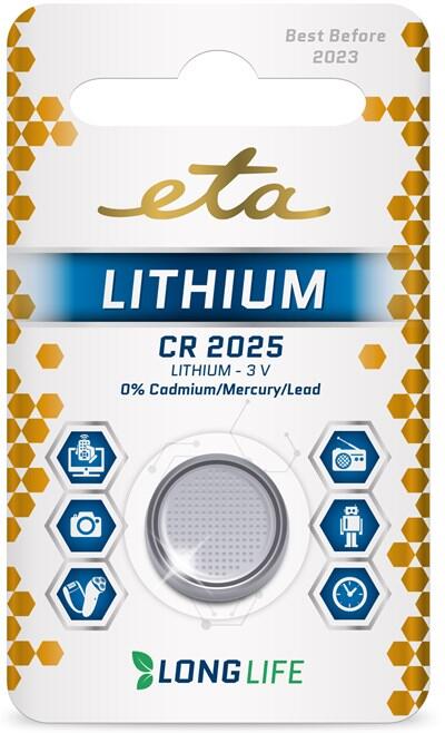 Baterie lithiová ETA PREMIUM CR2025, blistr 1ks