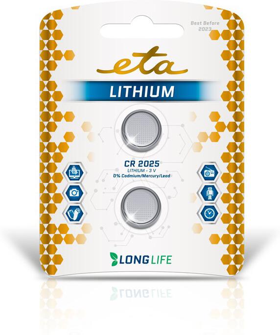 Baterie lithiová ETA PREMIUM CR2025, blistr 2ks