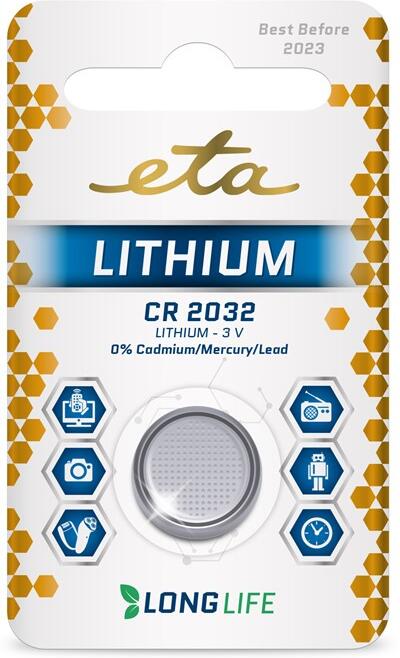 Baterie lithiová ETA PREMIUM CR2032, blistr 1ks