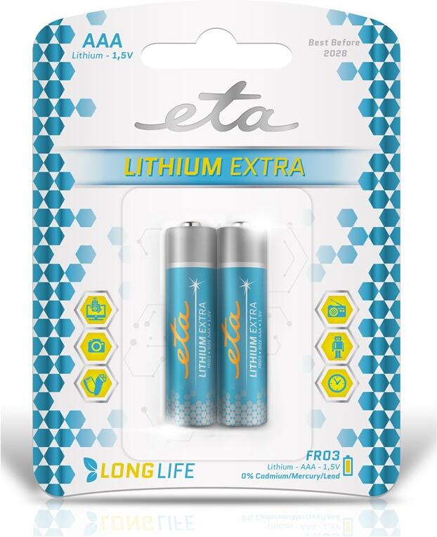 Baterie lithiová ETA PREMIUM AAA, FR03, blistr 2ks