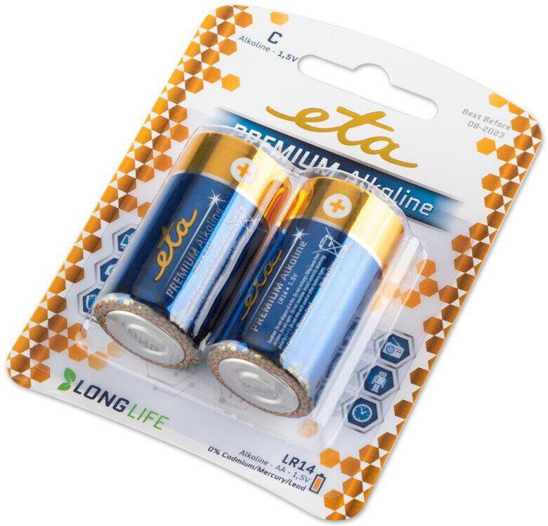 Baterie alkalická ETA PREMIUM ALKALINE C, LR14, blistr 2ks