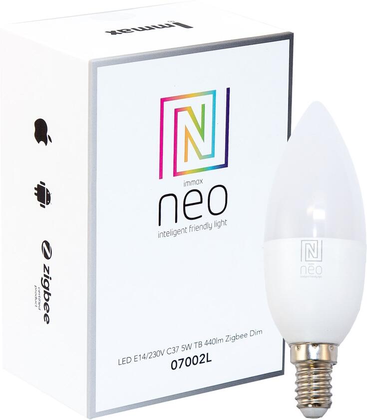 Immax NEO Smart žárovka LED E14 5W teplá bílá, stmívatelná, Zigbee 3.0