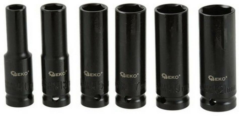 Rázové hlavice sada 6ks, 1/2" 10-21 mm, délka 77 mm GEKO