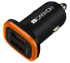 CANYON Univerzální 2xUSB auto nabíječka, Input 12V-24V, Output 5V-2.1A, Smart IC, černá (CNE-CCA02B)