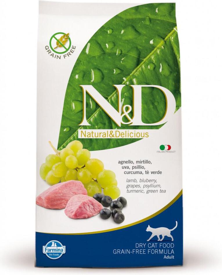 Granule pro kočky N&D Grain Free Adult Lamb & Blueberry, 5kg