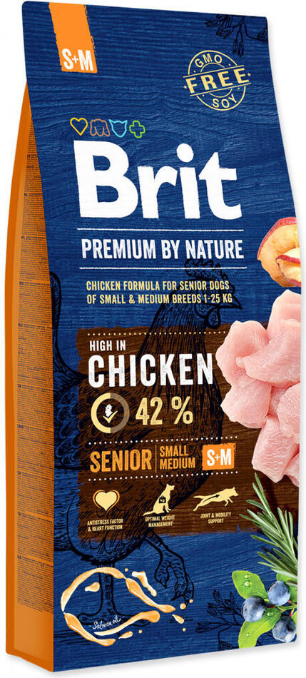 Granule pro psy Brit Premium by Nature Senior S+M, 15kg