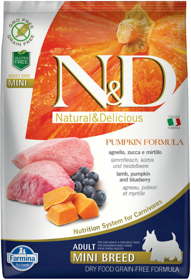 N&D Pumpkin DOG Adult Mini Lamb & Blueberry 7kg