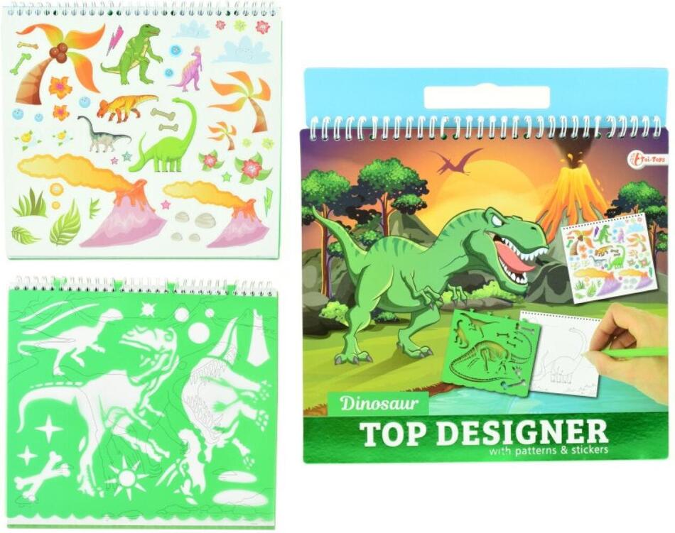 Teddies Blok se šablonami s nálepkami dinosaurus 26x29cm