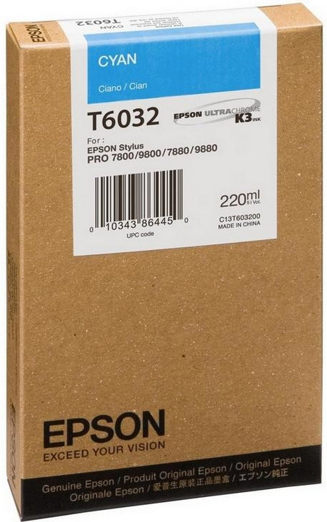 Inkoustová náplň Epson T603200, 220ml originální - modrá