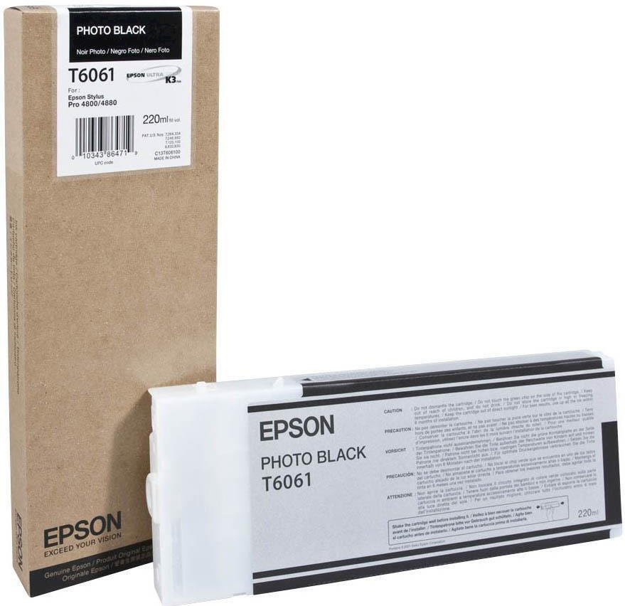 Inkoustová náplň Epson T606100, 220ml originální - černá