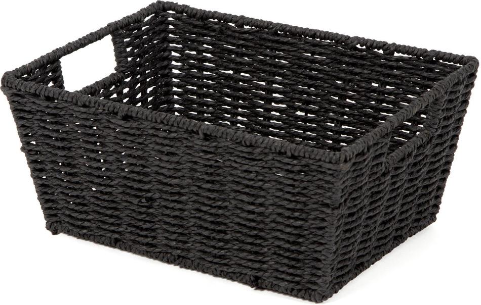 Ručně pletený úložný košík Compactor ETNA, 31 x 24 x 14 cm, černý