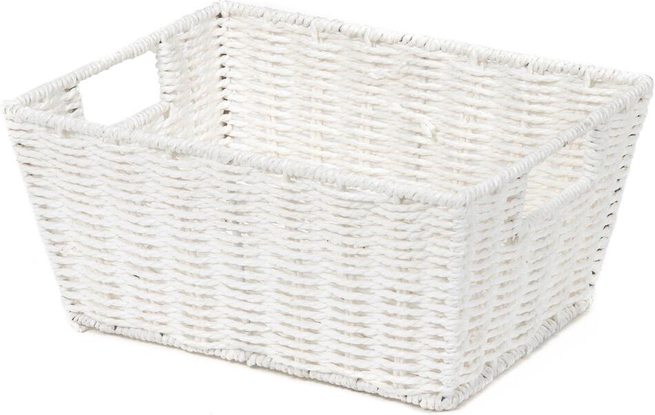 Ručně pletený úložný košík Compactor ETNA, 31 x 24 x 14 cm, bílý