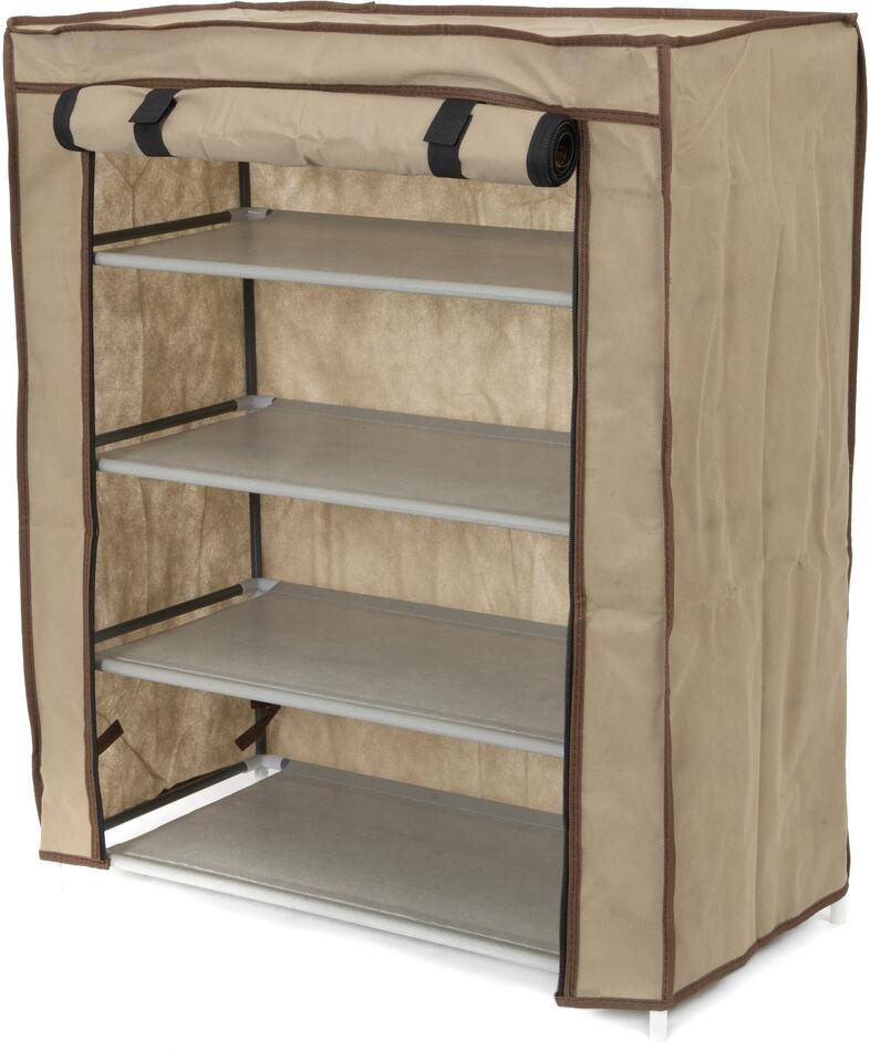 Textilní botník Compactor Oxford - 4 patra, 59 x 29 x 72 cm béžový