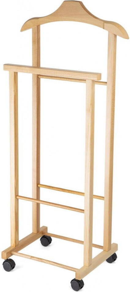 Němý sluha na šaty Compactor Hector 2 dvojitý na kolečkách, světlé dřevo