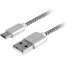 Kabel GoGEN USB / micro USB, 3m, opletený - stříbrný
