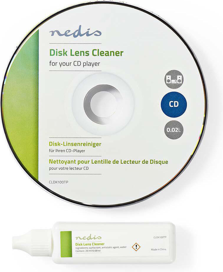 Sada na snadné a bezpečné čištění optiky CD a DVD přehrávačů NEDIS, 20 ml
