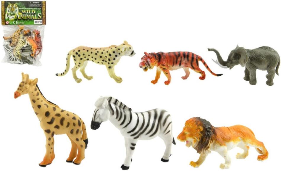 Teddies Zvířátka safari ZOO 6ks plast 10cm v sáčku