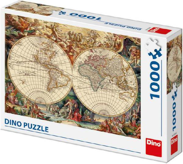 Puzzle historická mapa 1000 dílků 66x47cm v krabici 32x23x7cm