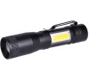 Solight LED kovová svítilna 3W + COB, 150 + 60lm, AA, černá