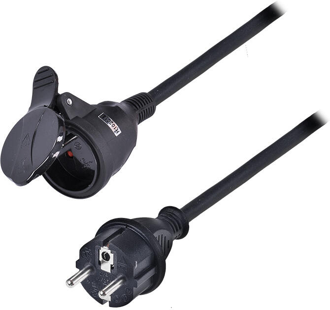 Solight prodlužovací přívod - spojka, 1 zásuvka, 30m, 3 x 1,5mm2, gumová, černá
