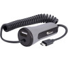 Solight USB nabíjecí autoadaptér, 1x USB, 1x micro USB kabel, 3400mA max., DC 12-24V, černošedý