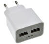 Solight USB nabíjecí adaptér, 2x USB, 2400mA max., AC 230V, bílošedý