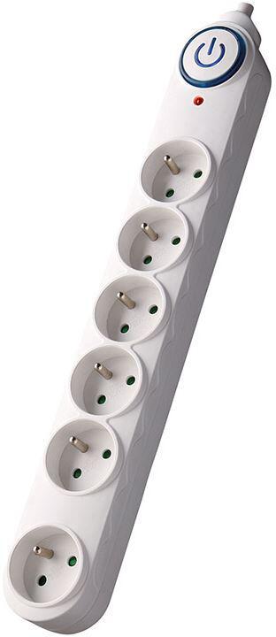Solight přepěťová ochrana, 150J, 6 zásuvek, 3m, bílá