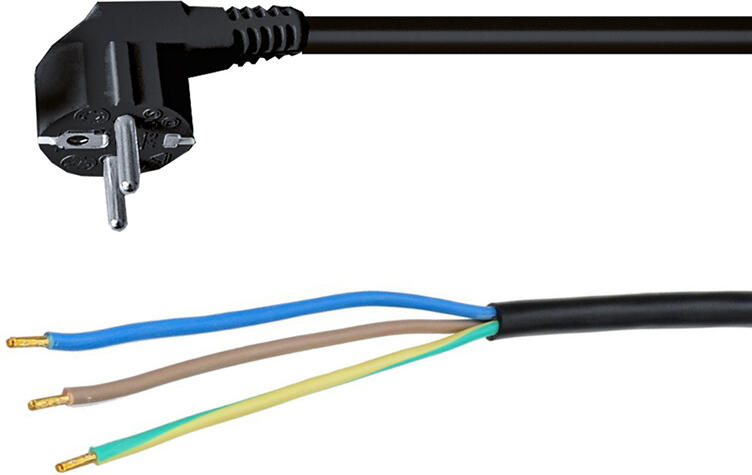 Solight flexo šňůra, 3x 1mm2, černá, 2m