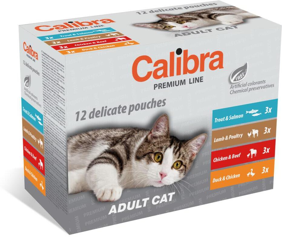 Kapsičky pro kočky Calibra Premium Adult multipack, 12x100g