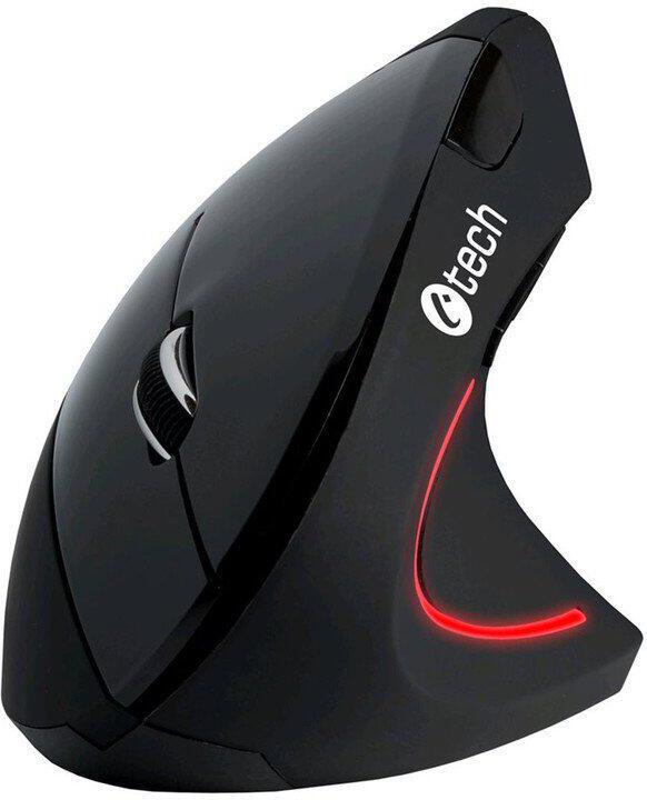 Bezdrátová myš C-TECH VEM-09, vertikální, černá