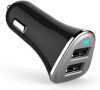PLATINET nabíječka do auta 2xUSB 3,4A černá + microUSB kabel 1m (PLCR2B)