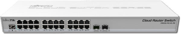 MikroTik Cloud Router Switch CRS326-24G-2S+RM, 800MHz CPU, 512MB, 24x GbE, 2xSFP+cage, ROS L5, PSU,1U Rackmount