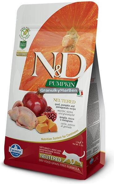 N&D Pumpkin CAT Neutered Quail & Pomegranate 5kg