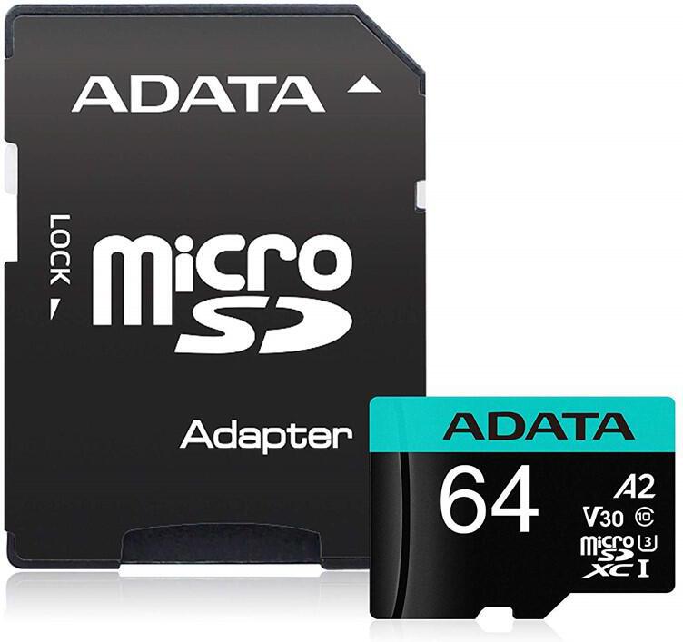 ADATA V30S/micro SDXC/64GB/UHS-I U3 / Class 10/+ Adaptér (AUSDX64GUI3V30SA2-RA1)