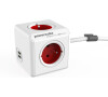 Zásuvka ALLOCACOC POWERCUBE Extended USB červená 1,5 m