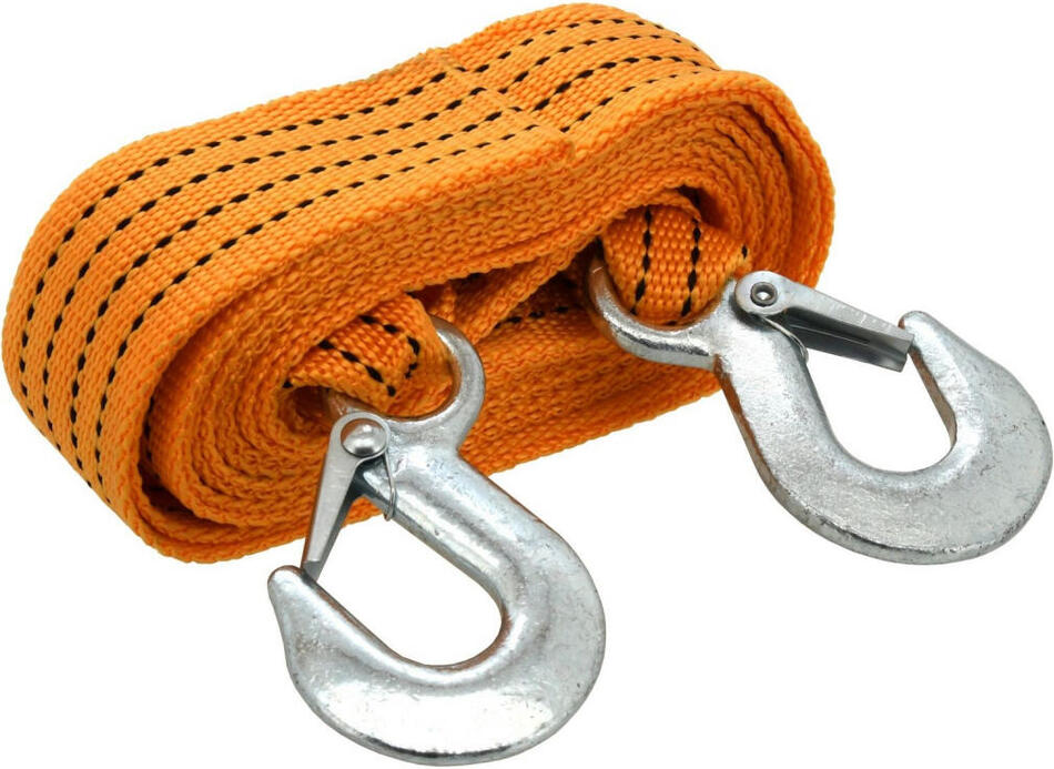 Lano tažné ploché 3000kg s karabinami COMPASS 01237