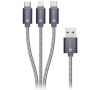 Kabel CONNECT IT USB-C/Micro USB/Lightning 1,2m silver gray