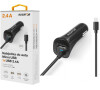 Nabíječka do auta ALIGATOR s Micro USB kabelem a USB výstupem 2.4A, černá