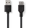 Kabel USB 2.0 A konektor/USB 2.0 A zdířka 0,2m NEDIS CCGP60010BK02