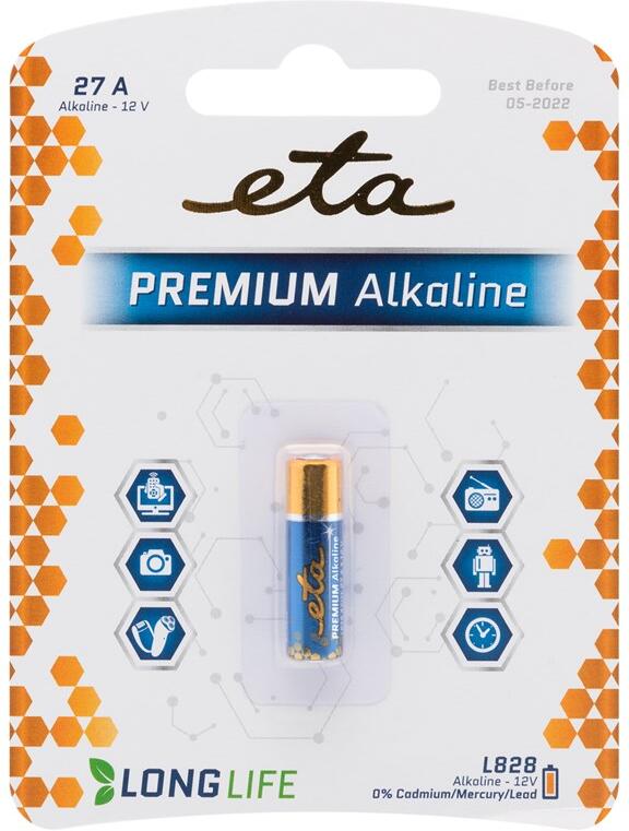 Baterie alkalická ETA PREMIUM ALKALINE 27A, blistr 1ks