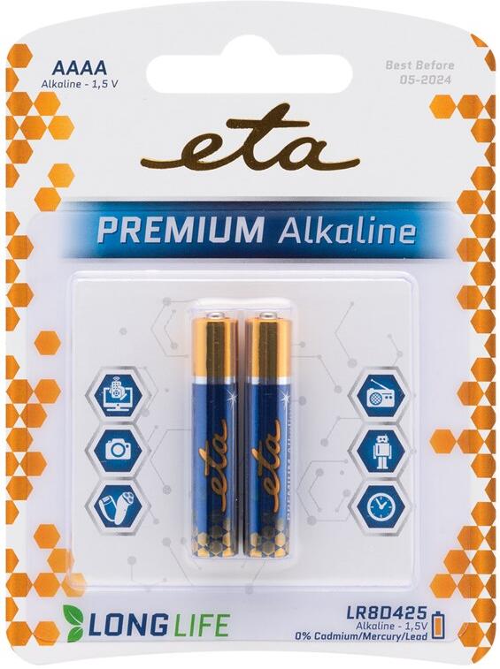 Baterie alkalická ETA PREMIUM ALKALINE AAAA, blistr 2ks