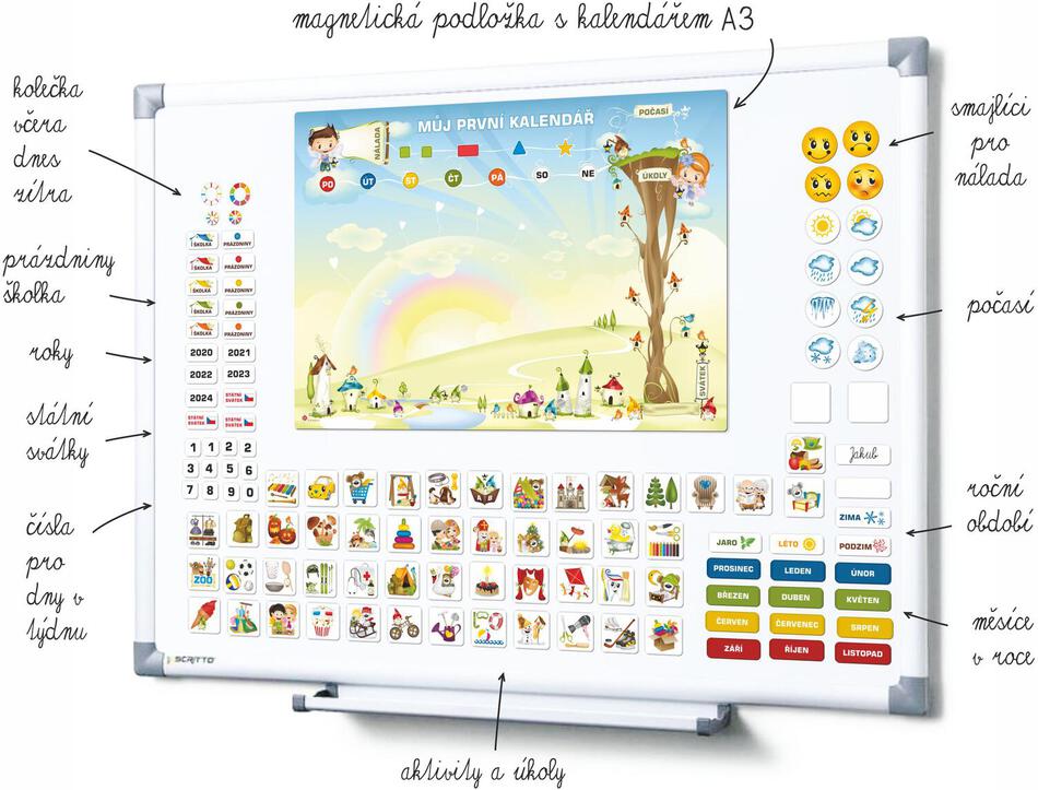 Kalendář magnetický Teddies Školka 114ks magnetek