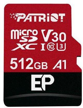 PATRIOT V30 A1/micro SDXC/512GB/UHS-I U3 / Class 10/+ Adaptér (PEF512GEP31MCX)