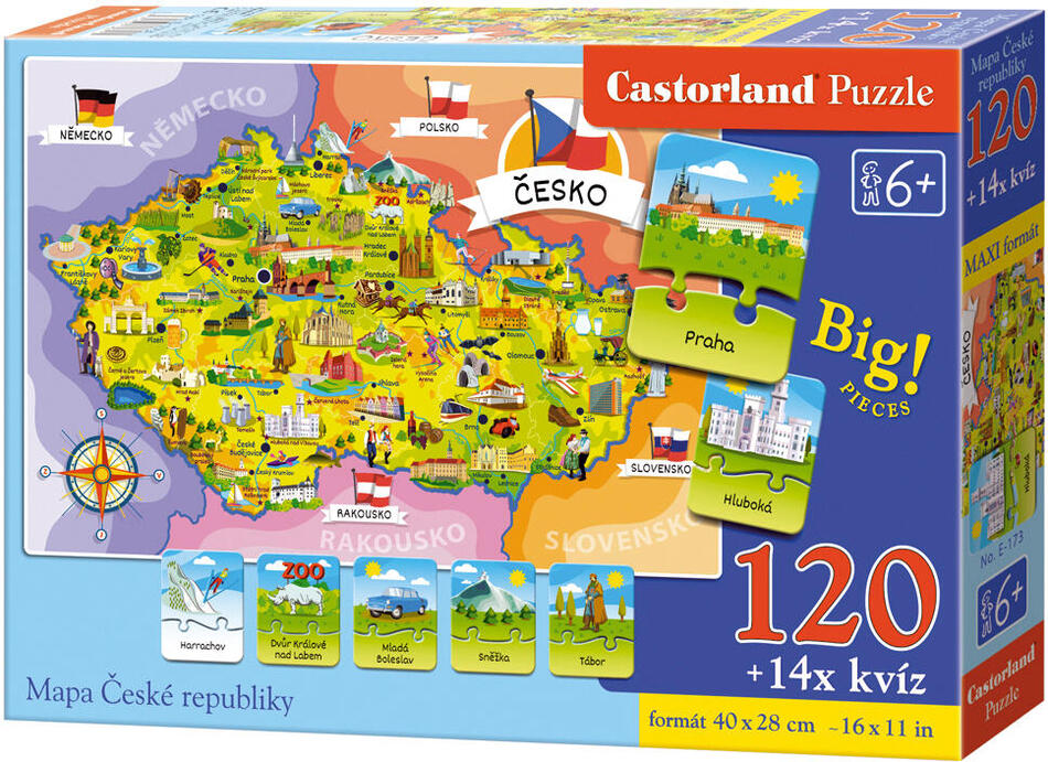 Puzzle TEDDIES MAPA ČESKÉ REPUBLIKY 120 dílků