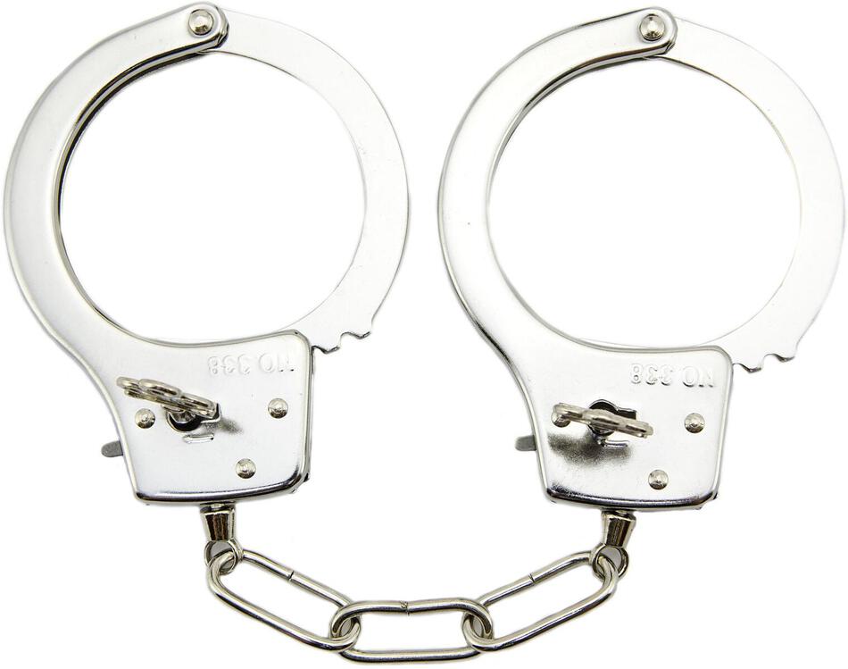 Policejní pouta Teddies s klíčem, kov, 17 cm