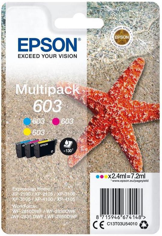 Epson multipack 3-colours 603, Cyan, Magenta, Yellow (C13T03U54010)