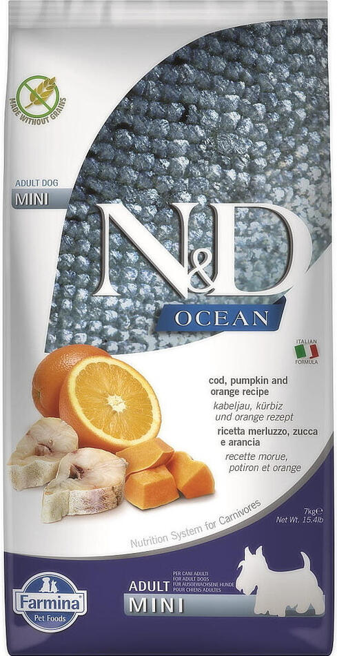 N&D OCEAN DOG LG Adult Mini Codfish & Orange 7kg