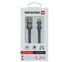 DATOVÝ KABEL SWISSTEN TEXTILE USB / LIGHTNING 0,2 M ŠEDÝ