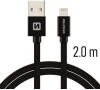 DATOVÝ KABEL SWISSTEN TEXTILE USB / LIGHTNING 2,0 M ČERNÝ