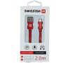 DATOVÝ KABEL SWISSTEN TEXTILE USB / LIGHTNING 2,0 M ČERVENÝ